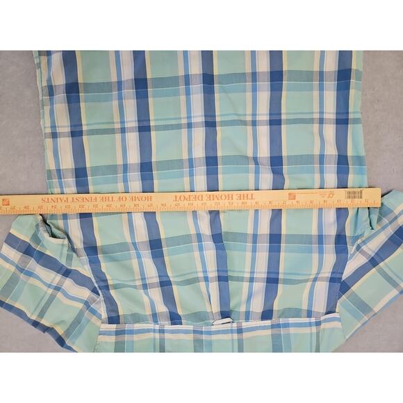 Chaps Button Up Shirt Men's Large Stretch Bright Blue Plaid Collared Summer - Picture 6 of 6